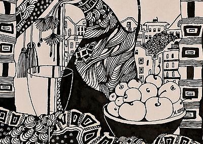 400x284 Still Life In Interior Contemporary Pen And Ink Drawing Sketch