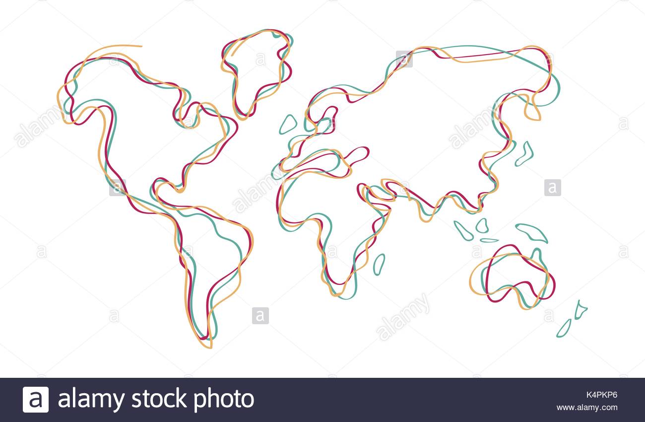 1300x850 Abstract World Map Illustration With Colorful Continent Silhouette