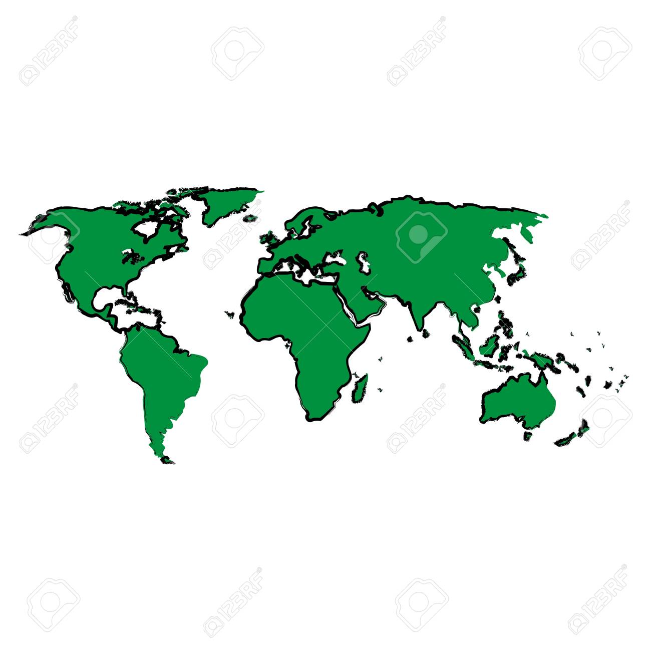 1300x1300 Drawing Green Map World Continent Image Vector Illustration