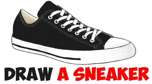 600x334 How To Draw Sneakers Shoes With Easy Step By Step Drawing