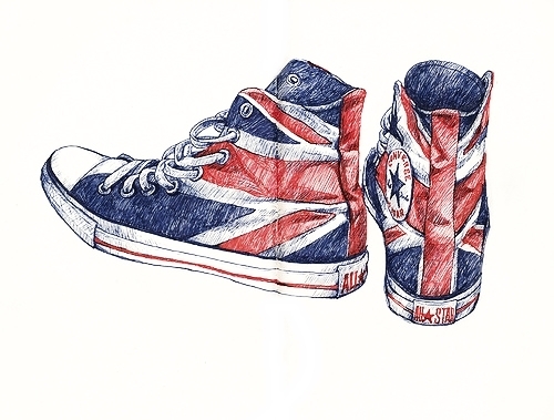 500x379 Union Jack Converse Drawing Art Drawings, Drawing