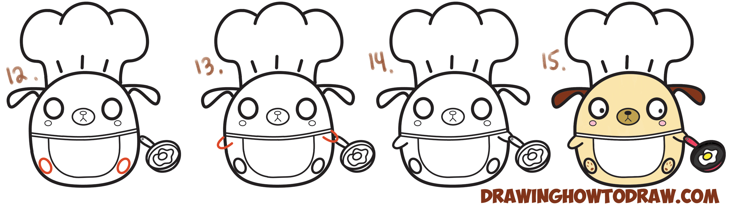 2500x704 How To Draw Cute Kawaii Chibi Dog Chef Cooking From Question Mark