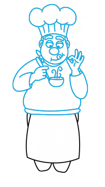 215x382 How To Draw A Cook, Profession, Occupation, Job, Easy Step By Step