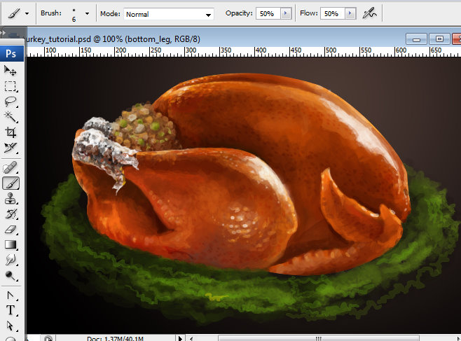 658x487 Photoshop Roasted Thanksgiving Turkey Illustration.