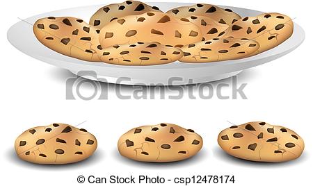 450x268 Cookies On A Plate. Cookies With Chocolate Pieces On A White