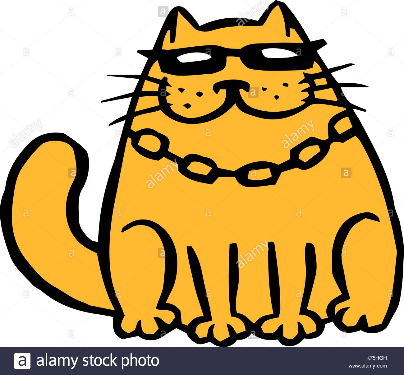 1300x1206 Orange Cat In Black Glasses And Chain. Funny Cartoon Cool