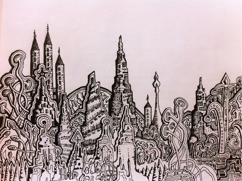 1025x767 Drawing A Cool Magical City