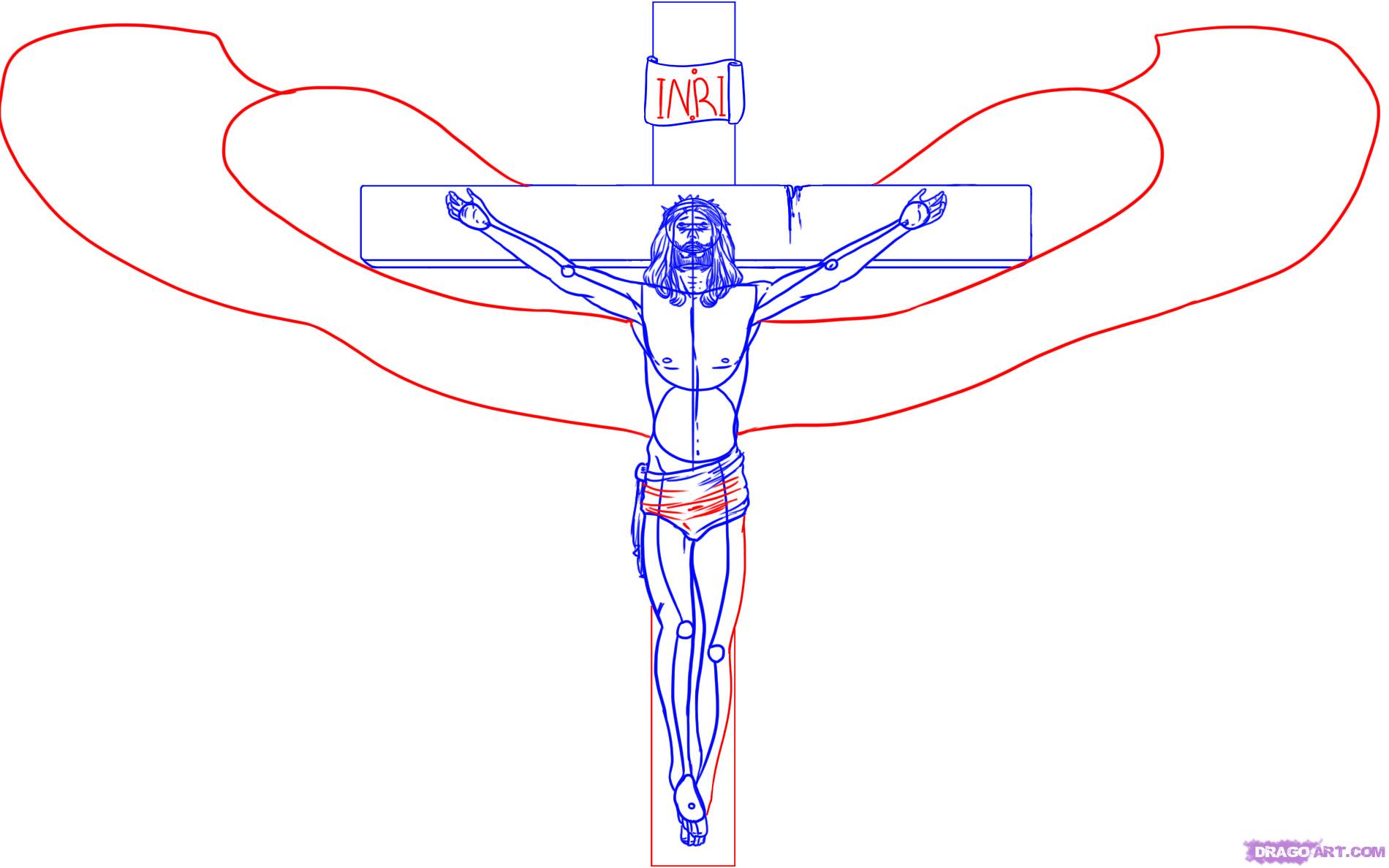 1900x1188 How To Draw Jesus On The Cross Step 4 Jesus