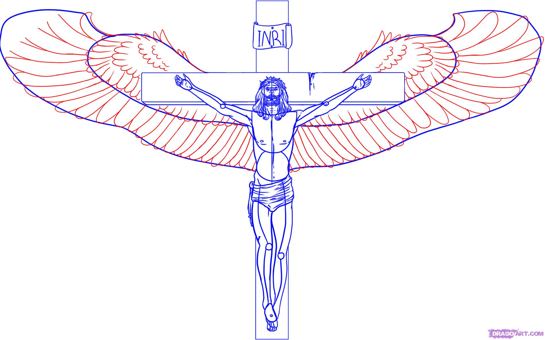 1900x1188 How To Draw Jesus On The Cross Step 5 Jesus