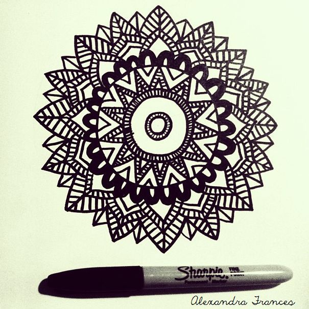 605x604 Cool Designs To Draw With Colored Sharpie