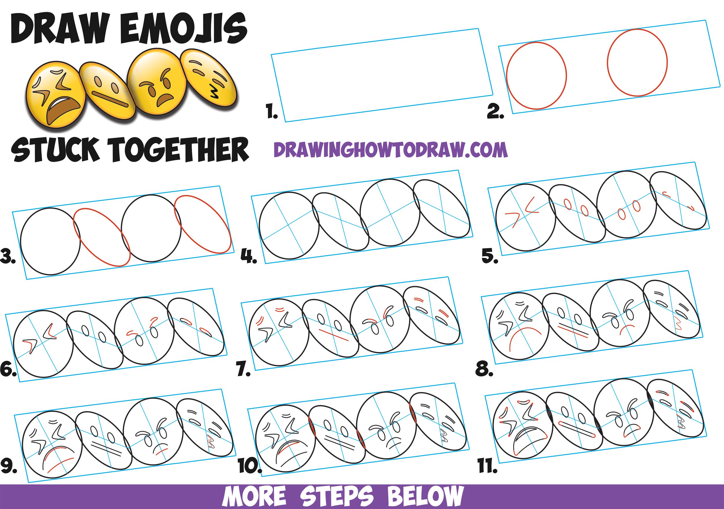 2500x1759 How To Draw Cool 3d Emojis Stuck Together In Accordion Fold Easy