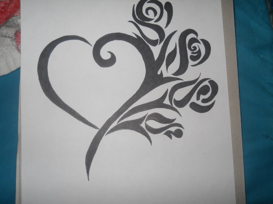 900x675 Heart With Roses Sharpie Art 3 By Hellokittygirl11