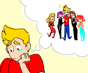300x250 Sad Boy Picturing Himself Being The Cool Kid (Drawing By Dixiesticks)
