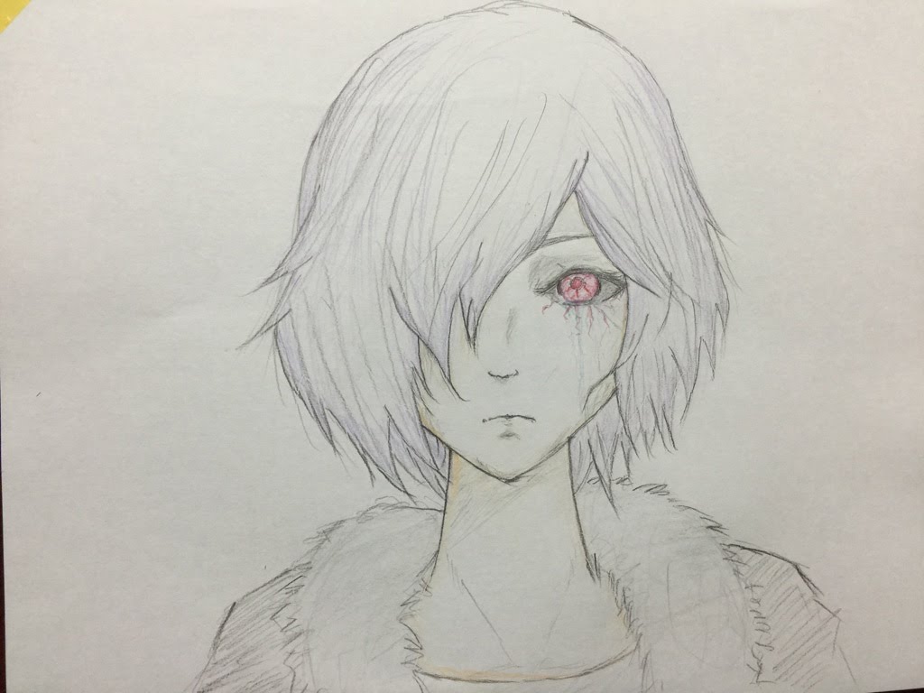 1024x768 How To Draw Manga Cool Girl Tokyo Ghoul Colored Pencil
