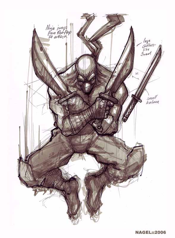 589x800 Ninja Sketch By Marcnail