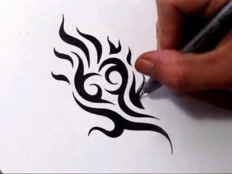 480x360 Drawing Tribal Heart And Flames