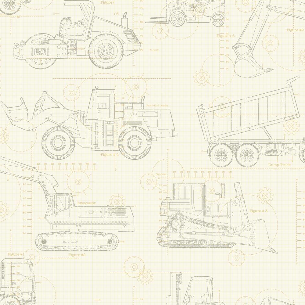 1000x1000 York Wallcoverings Cool Kids Construction Blueprint Wallpaper