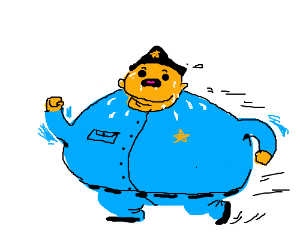 300x250 Fat Cop Running With Sweat On His Face.