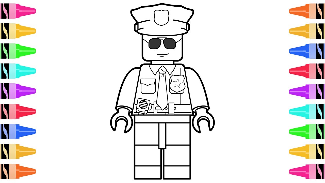 1280x720 How To Draw Lego Police Officer Kids Learn Colors