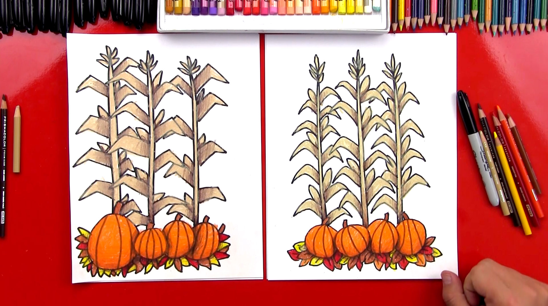 1916x1071 How To Draw Autumn Corn Stalks And Pumpkins (Harvest)