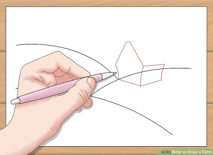 728x529 How To Draw A Farm 7 Steps (With Pictures)