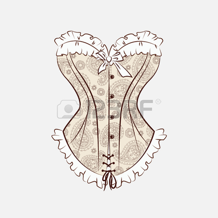 450x450 Retro Illustration With Fashion Woman Corset. Hand Drawing