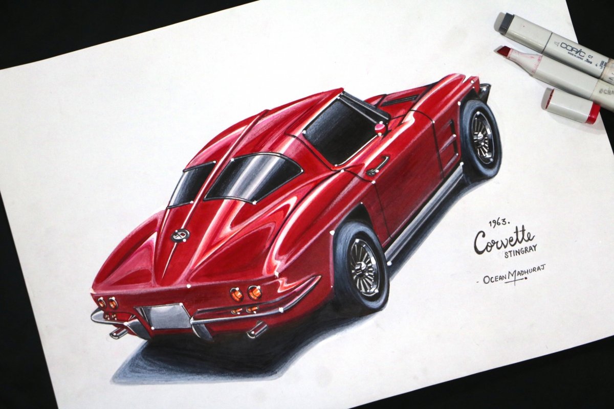 1200x800 1963 Corvette Stingray Freehand Drawing