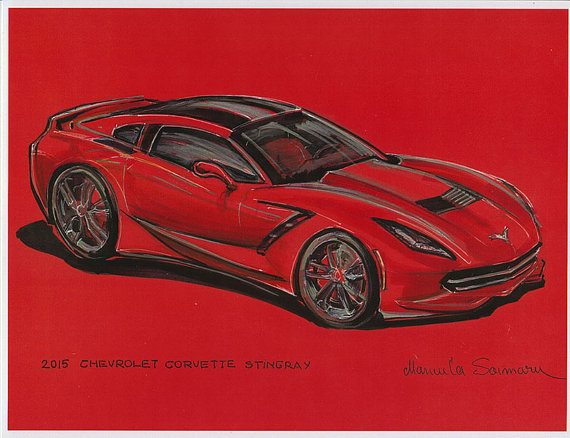 570x438 2015 Chevrolet Corvette Stingray Drawing Muscle Car