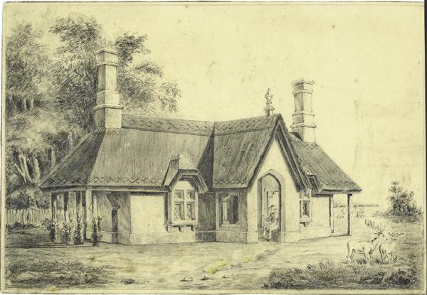 600x415 Outstanding Early English Pencil Drawing Cottage With Figure