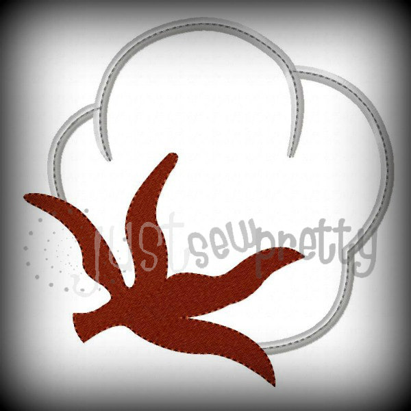 600x600 Cotton Boll Machine Applique Embroidery Design