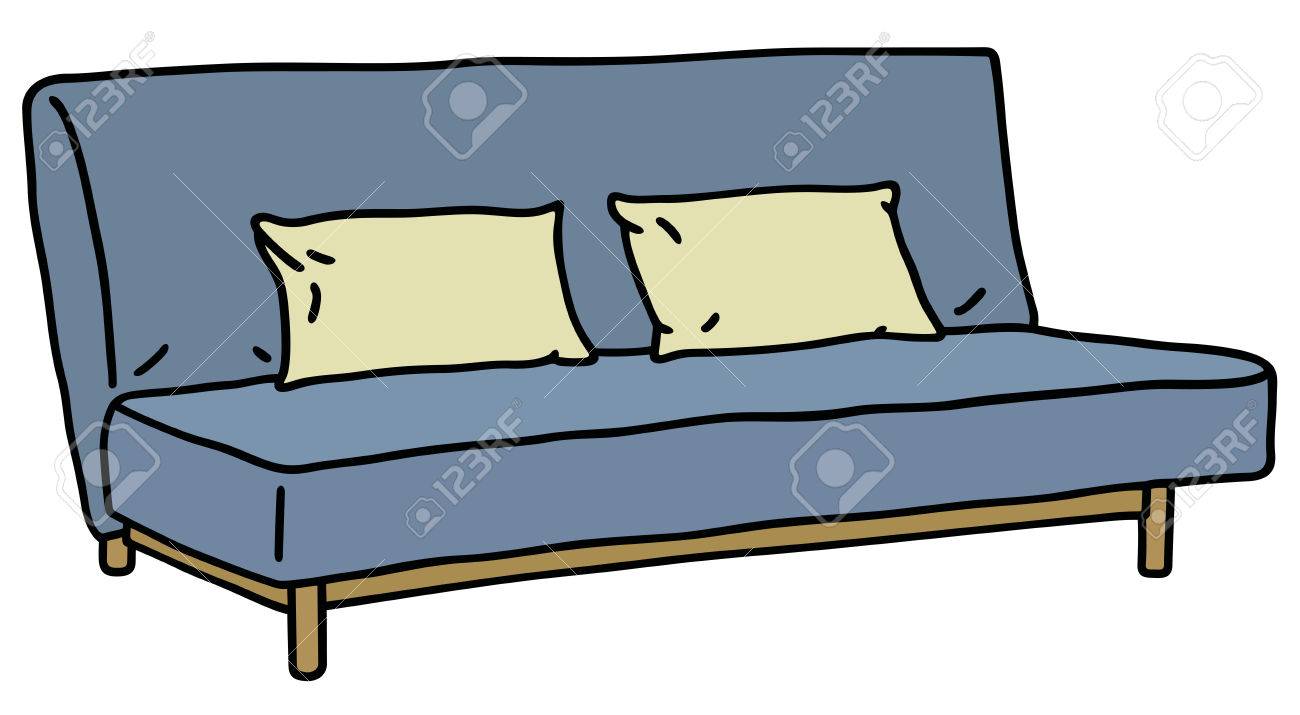 1300x715 Hand Drawing Of A Blue Simple Sofa Royalty Free Cliparts, Vectors