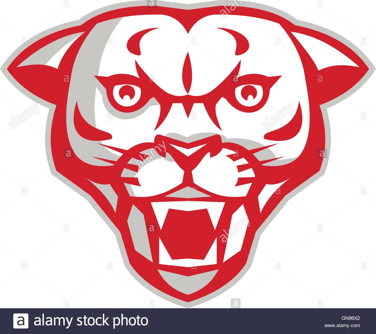 1300x1154 Angry Cougar Mountain Lion Head Retro Stock Vector Art