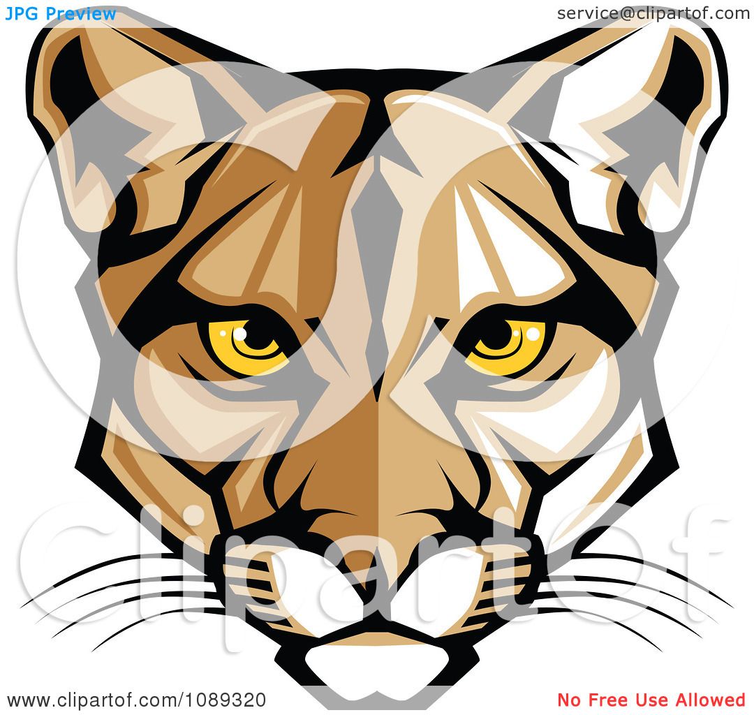 1080x1024 Clipart Cougar Mascot Face With Yellow Eyes Royalty Free Vector