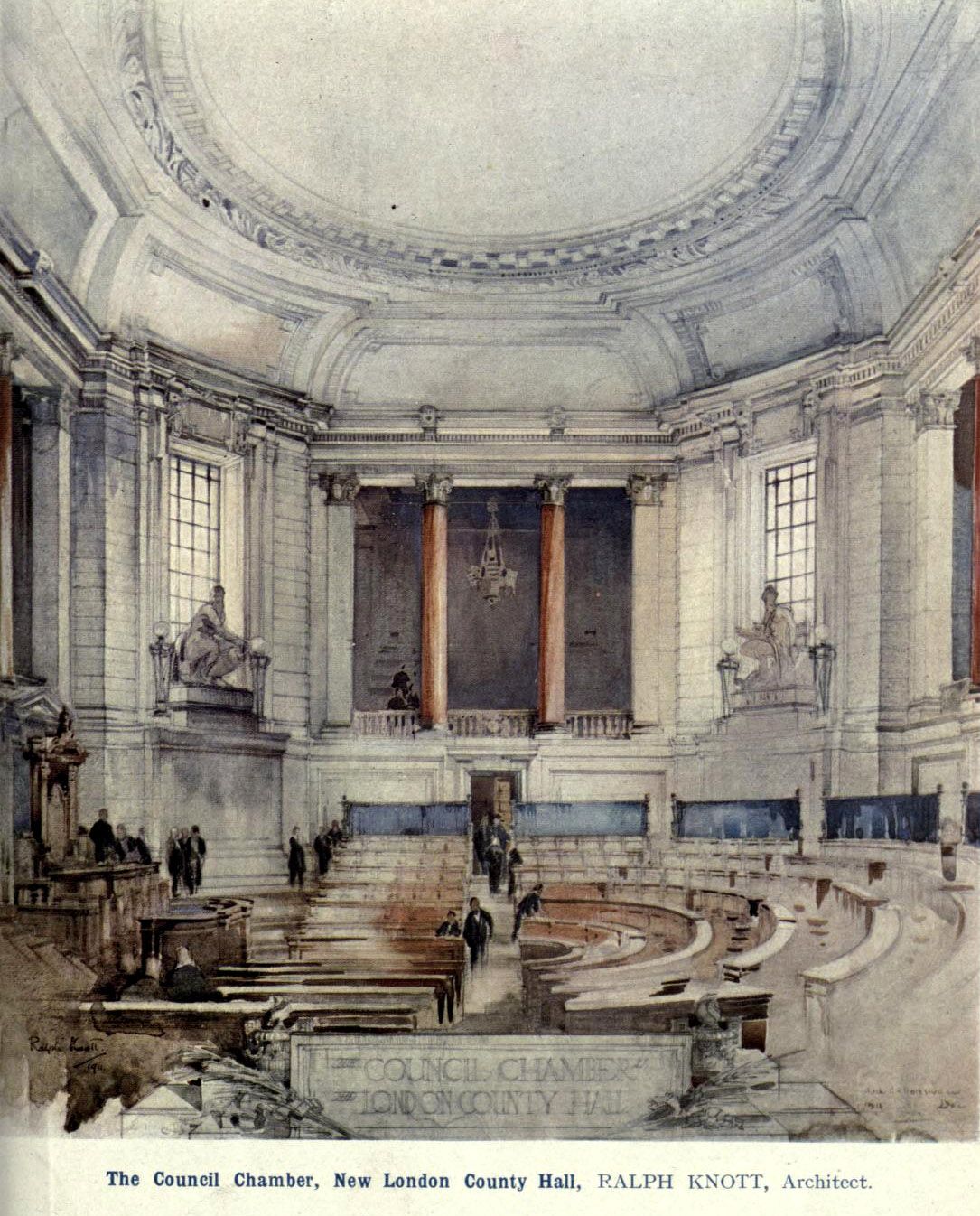 1085x1346 The Council Chamber Inside The New County Hall, London Great