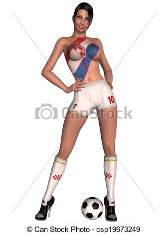 337x470 3d Render Of A Sexy Soccer Girl With Country Colors Drawing