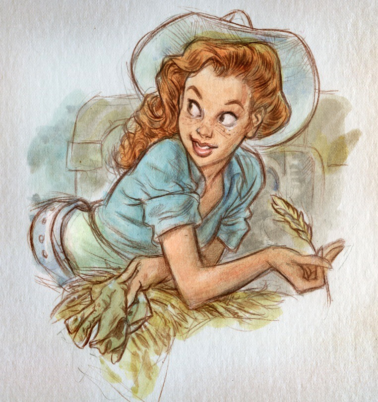 762x811 Country Girl Illustration, Drawing Ragazza Di Campagna