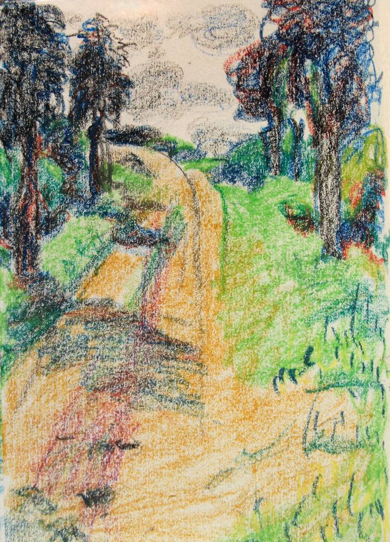 770x1071 Saatchi Art Landscape Italian Landscape, Dirt Road, Trees