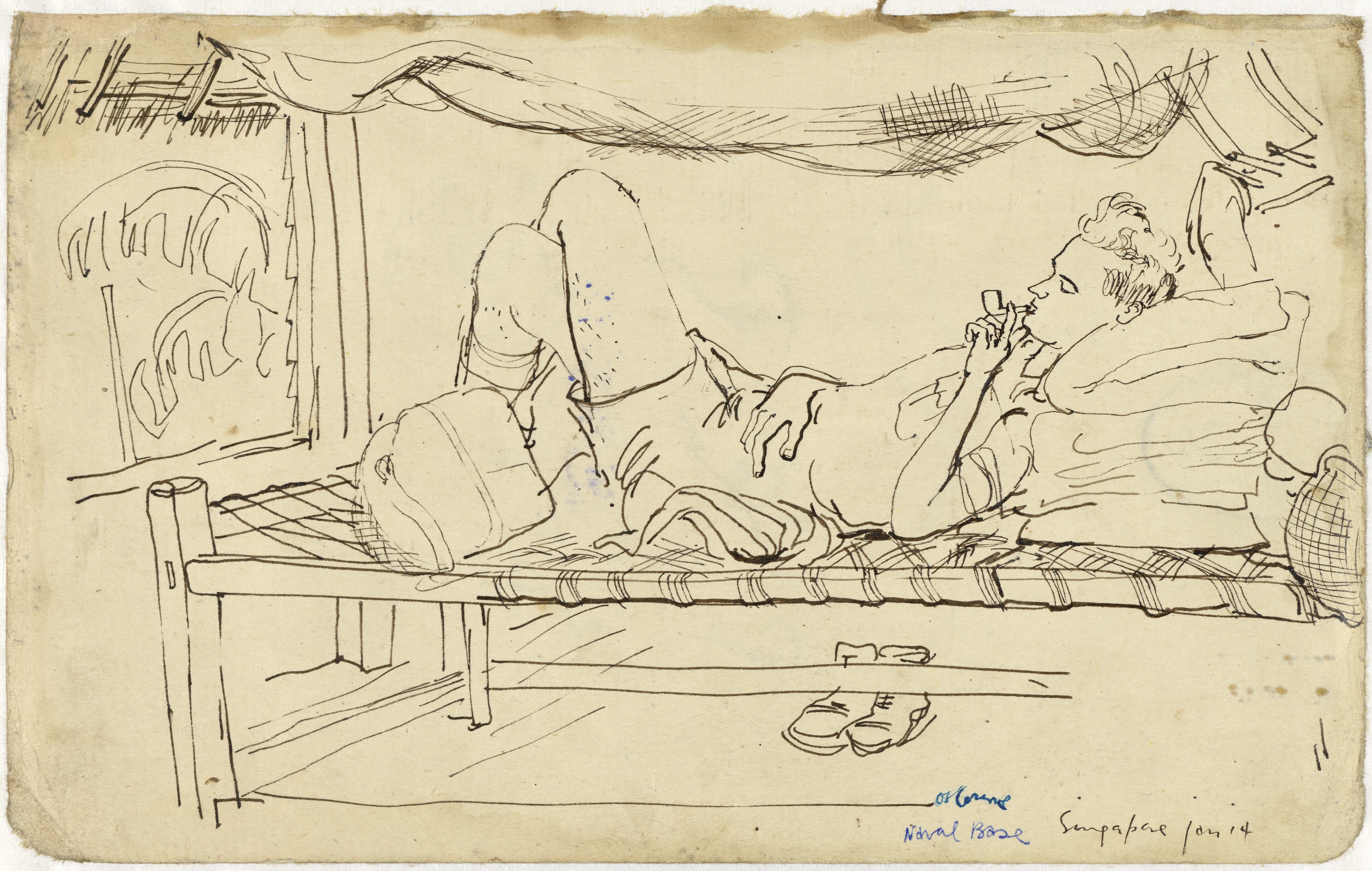 5250x3332 Filesoldier Lying On A Bed, Drawing By Searle. Art.iwmart15746a1