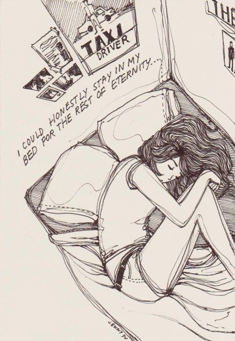 482x700 Alone, Art, Bampw, Bed, Bedroom, Drawing, Girl, Illustration, Jenny