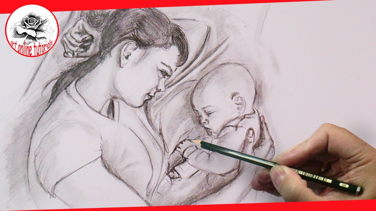 1280x720 Mother's Love Drawing Emotions With Pencil Step By Step
