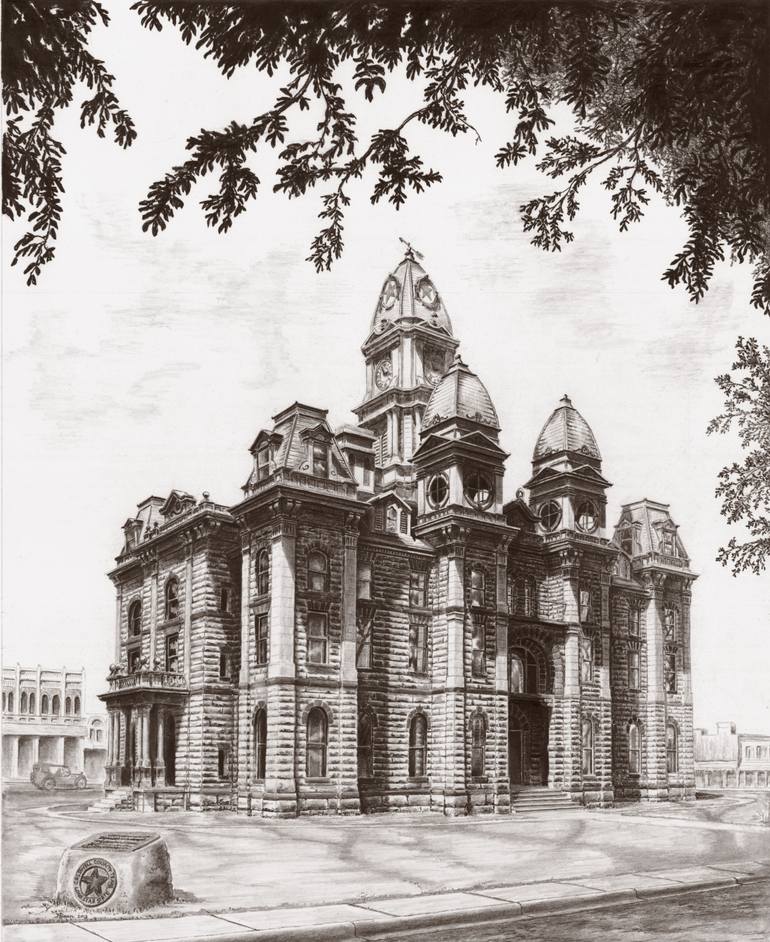 770x942 Saatchi Art Caldwell County Courthouse Drawing By Norman Bean