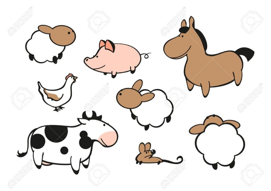 1024x723 Unique Top Farm Animals Stock Vector Cow Cartoon Pig Image Drawing