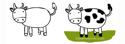 500x179 Step By Step Drawing Of A Cow