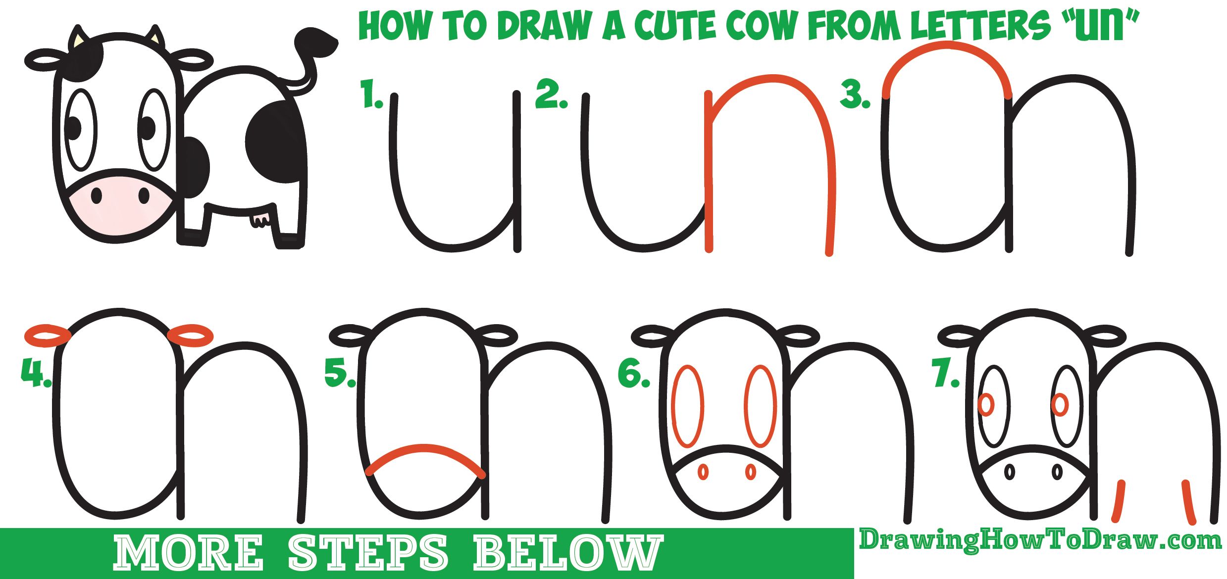 2478x1170 How To Draw A Cute Cartoon Kawaii Cow Easy Step By Step Drawing