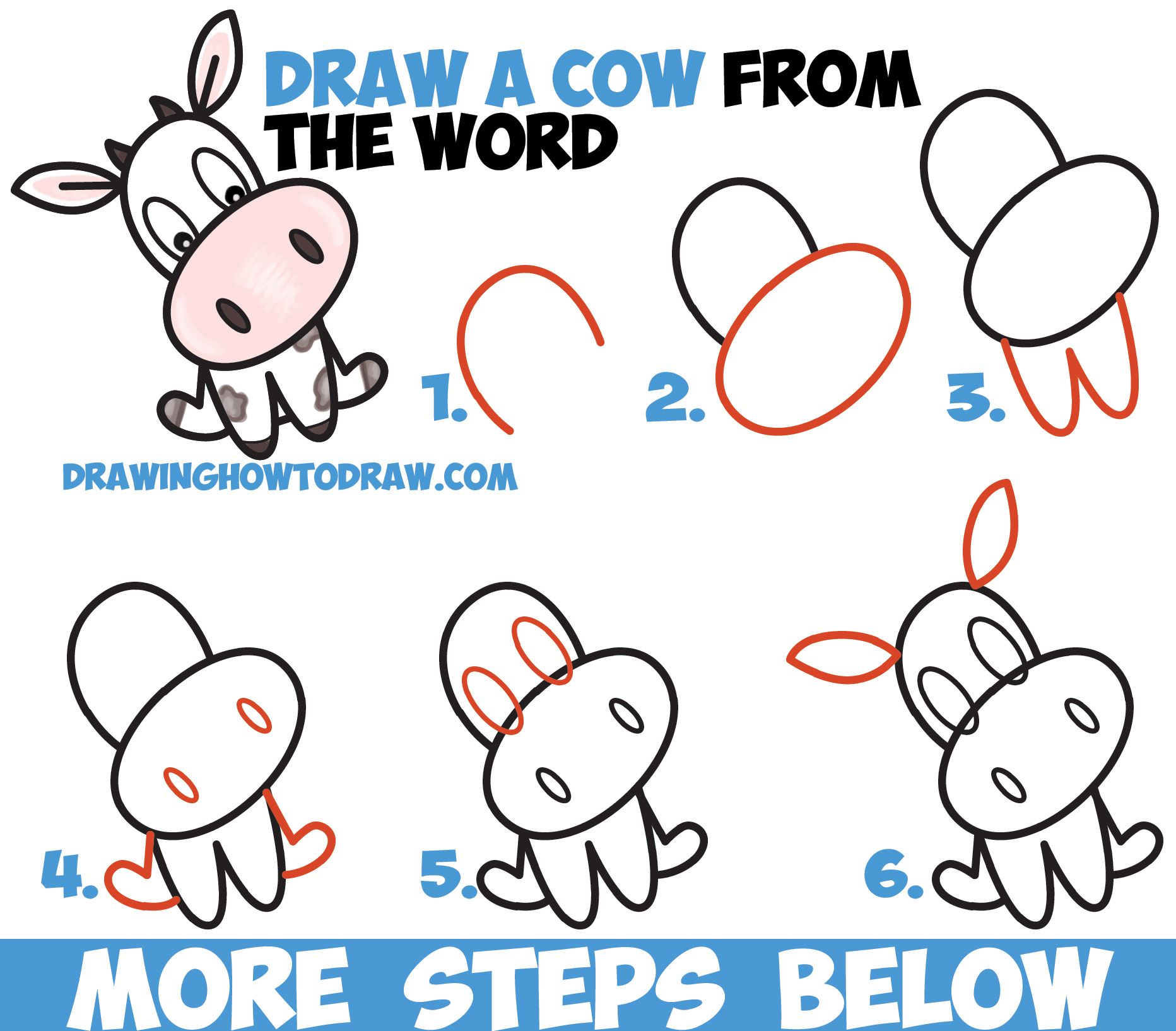 1864x1634 How To Draw A Cute Cartoon Kawaii Cow Word Toon Easy Step By Step