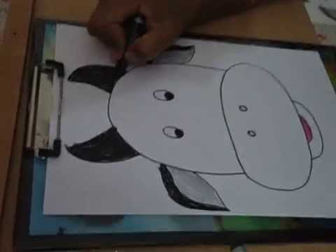 480x360 Step By Step Drawing ,,,,cow Face Drawing Using Shapes