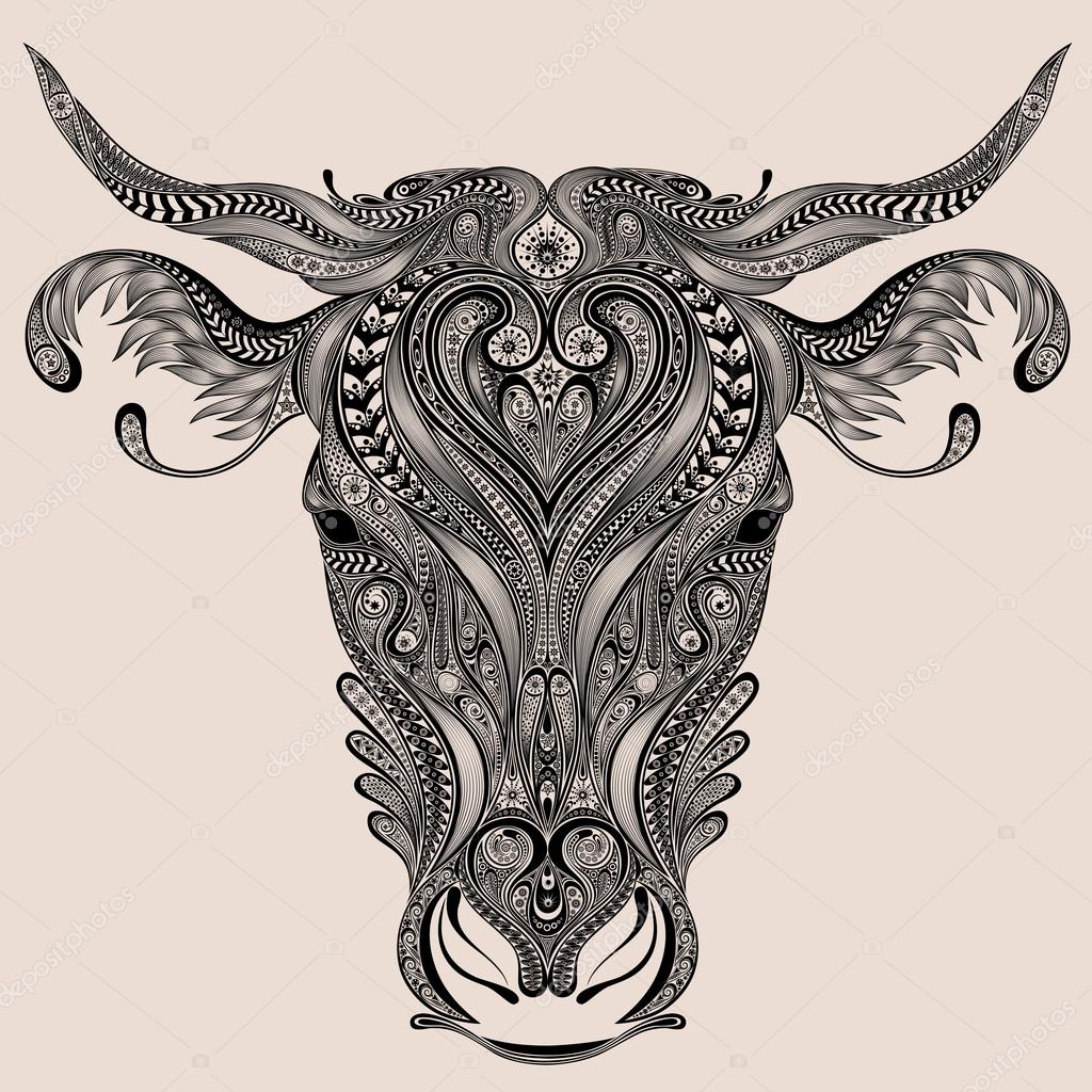 1024x1024 Cow Head Vector From Abstract Patterns Stock Vector Shtefan