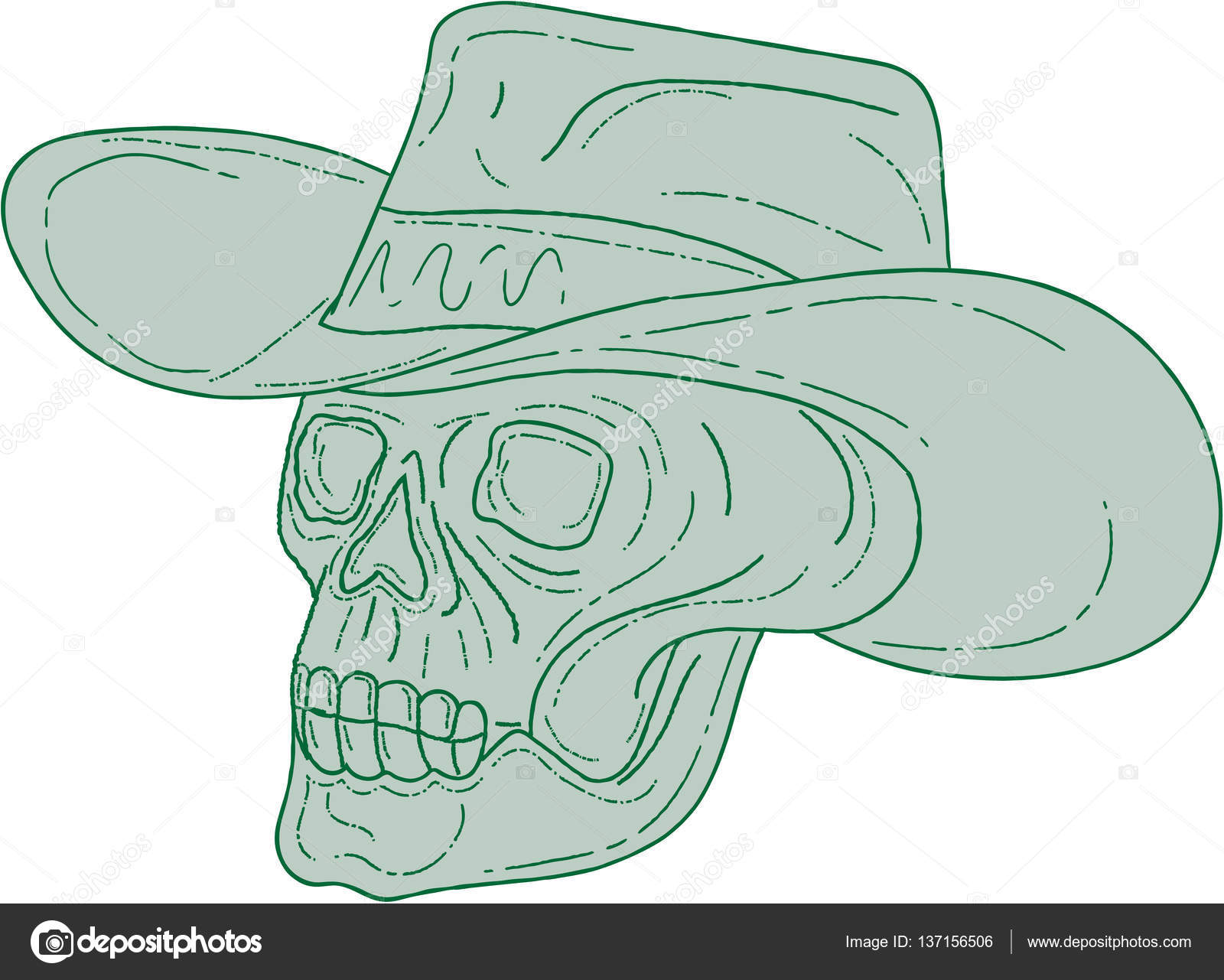 1600x1281 Cowboy Skull Drawing Stock Vector Patrimonio