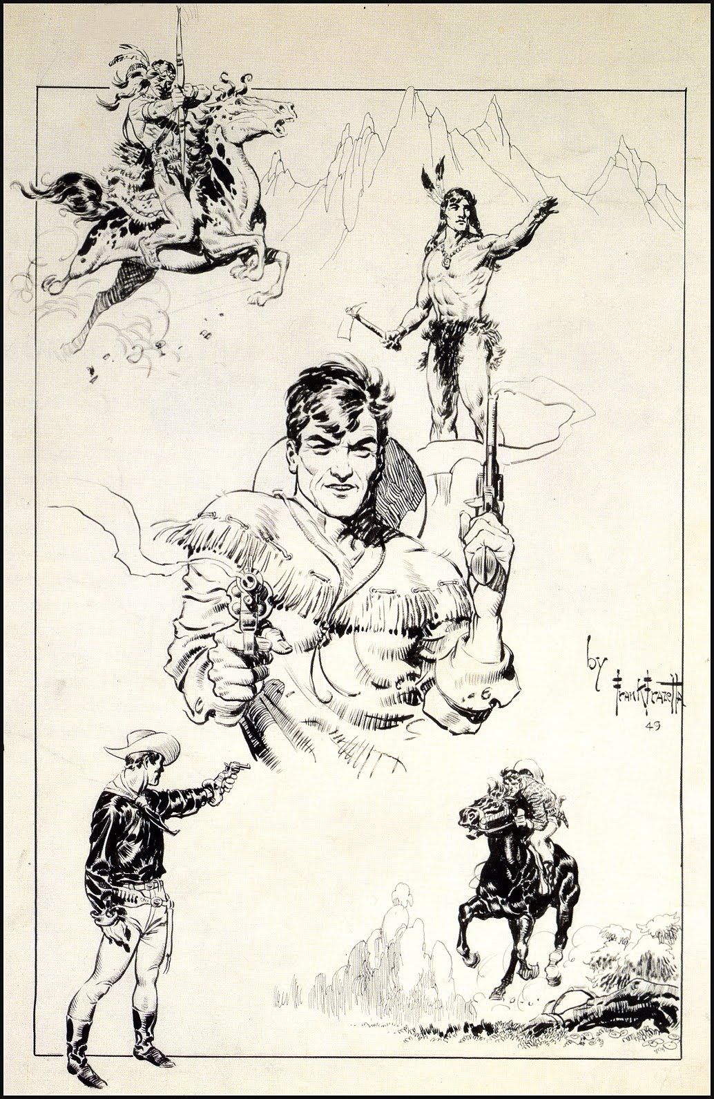 1034x1591 Frank Franzetta Cowboy Drawing Comics Artists And Illustrators