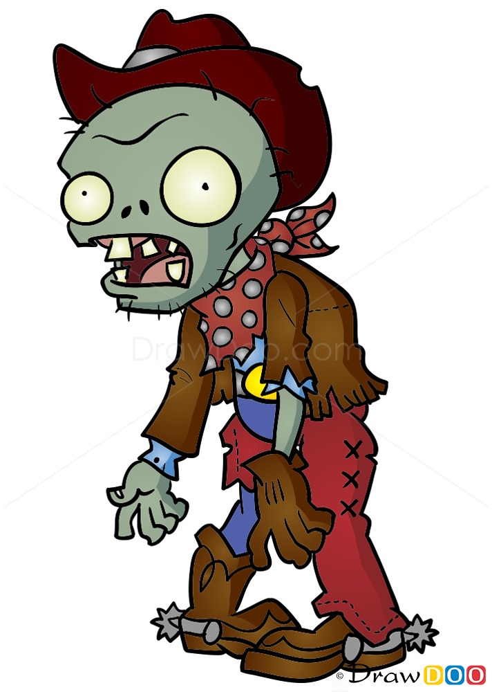 712x1000 How To Draw Cowboy Zombie, Plants Vs Zombies